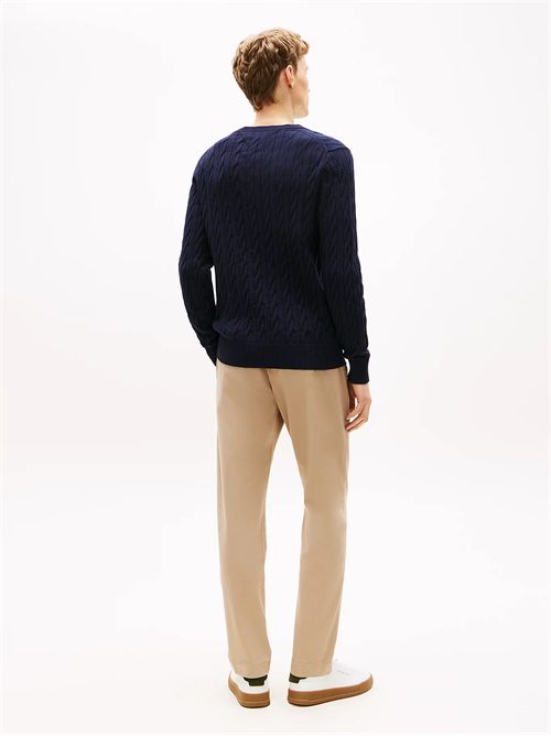 Pullover in maglia intrecciata con bandierina TOMMY HILFIGER | MW0MW33132DW5